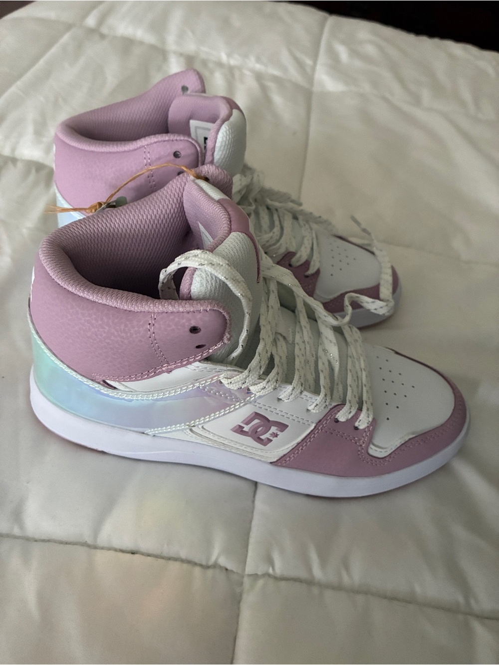 DC Pink and White High-Top Skate Shoes - Picture 8 of 8